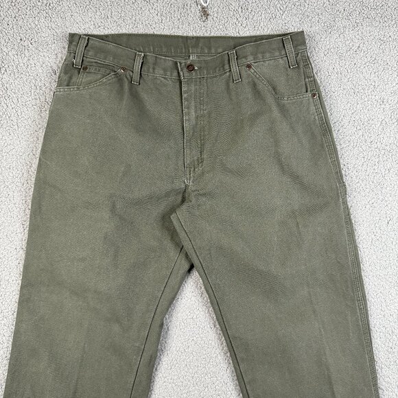 Dickies Jeans Mens 38x30 Military Green Carpentar Relaxed Fit Rugged Workwear - Picture 1 of 13